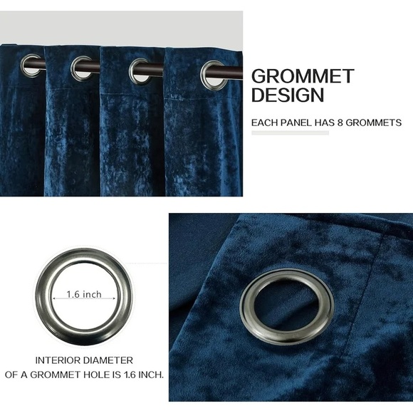 Elegant Blue Velvet Curtain set - Picture 3 of 8